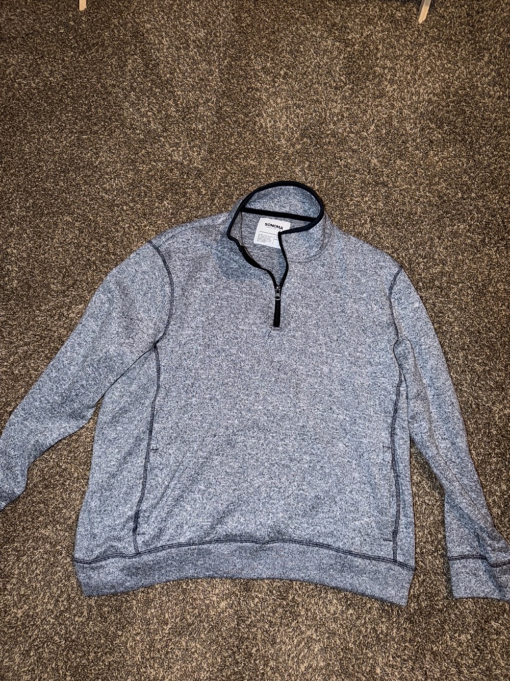 Sonoma Heather Blue Quarter-Zip Pullover Sweater